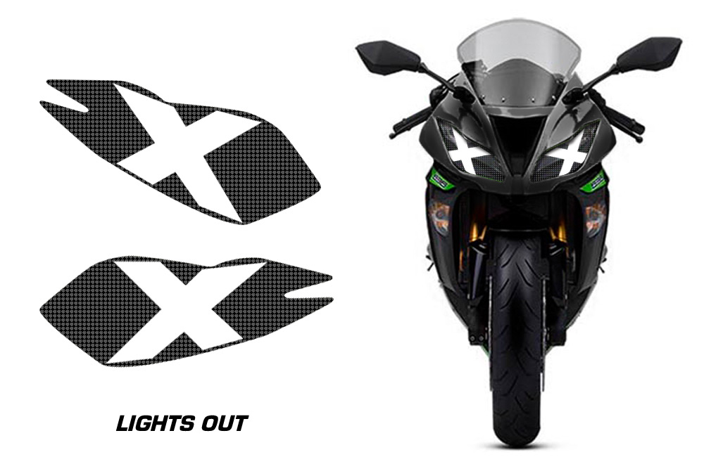 Eclipse Green AMR Racing Sport Bike Headlight Eye Graphics Decal Cover Compatible with Kawasaki Ninja ZX 6R 2013-2014 